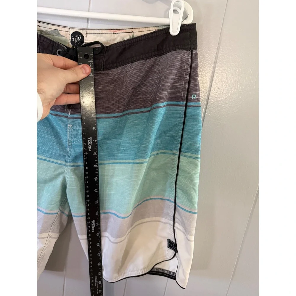 Rip Curl Board Shorts Mens 36‎ Blue Striped Surf Craft Lace Up Swim Trunks